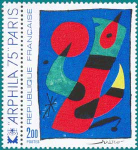 1974-Sc 1395-Tableau de Joan Miró (1893-1983), spanish Painter-ARPHILA 75