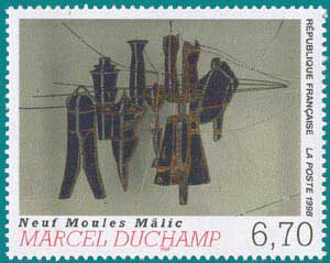 1998-Sc 2641-Painted Glass by Marcel Duchamp (1887-1968), 'Les neufs Moules'