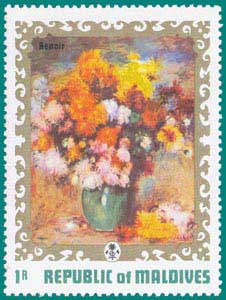 Maldives (1973) Renoir-Vase with Roses and Carnations