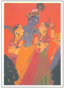 Pahadi Paintings - Krishna dallying with Gopis, Basohli, 1730 A.D., National Museum, New Delhi