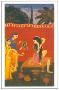 Pahadi Paintings - Shringara-Adornment, Kangra, circa 1800 A.D., National Museum, New Delhi