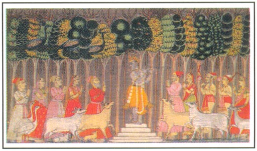 Pahadi Paintings - Krishna playing flute, Kullu, circa 1800 A.D., National Museum, New Delhi