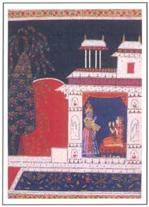 Paintings of Central India - Quarrelsome Heroine (Artist: Sukhdeva), Malwa, circa 1660 A.D. National Museum, New Delhi