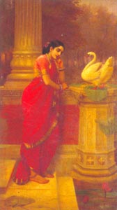 Raja Ravi Varma (1848 - 1906) - Hansa_Damayanti, Sri Chitra Art Gallery, Thiruvananthapuram 