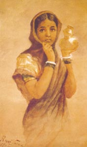 Raja Ravi Varma (1848 - 1906) - Milk Maid, Water Colour on Paper, Sri Chitra Art Gallery, Thiruvananthapuram 