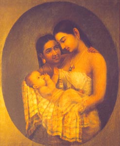 Raja Ravi Varma (1848 - 1906) - Mother and Child, Oil on Canvas, Kaudiar Palace, Thiruvananthapuram 