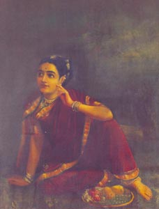 Raja Ravi Varma (1848 - 1906) - Radha waiting for Krishna, Oil on Canvas, Collection of Ms Sara Abraham and Ms Mariam Ram, Chennai 
