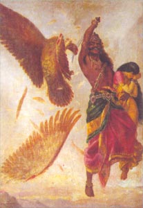 Raja Ravi Varma (1848 - 1906) - Ravana, Sita and Jatayu, Sri Chitra Art Gallery, Thiruvananthapuram 