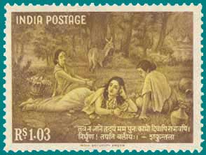 SG # 428 (1960), "Shakuntala writing a letter to Dushyanta" 