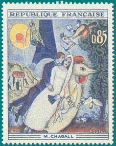 1963-SC 1076-Marc Chagall (1887-1995), The married couple of the Eiffel Tower