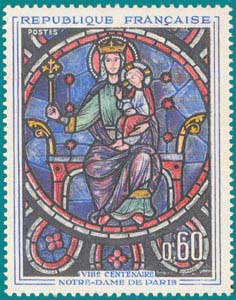 1964-Sc 1090-Rose Window of the Cathedral Notre-Dame Paris, 'Madonna and Child'