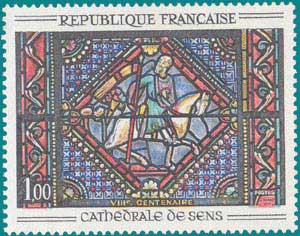 1964-Sc 1114-Window, Cathedral of Sens, 'St. Paul on the Damascus Road'