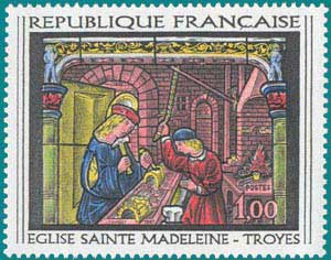 1967-Sc 1175-Glass Painting in the church of St. Madeleine de Troyes (Aube)