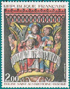 1973-Sc 1359-Last Supper, Saint-Austremoine, Issoire (12th century)