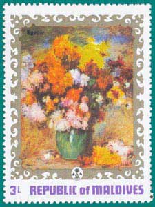Maldives (1973) Renoir-Vase with Roses and Carnations