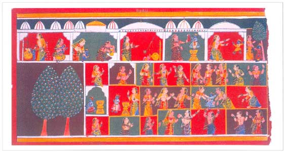 Paintings of Central India - Krishna stealing butter and other Krishnalila scenes, Malwa, circa 1680 A.D., National Museum, New Delhi