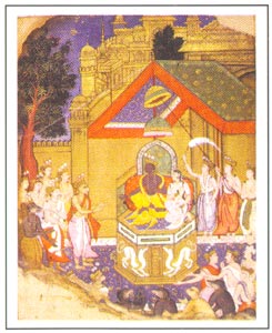 Mughal Miniature - Rama Durbar, Provential Mughal style, Orchha-Bundelkhand, circa 1600-1610 A.D., National Museum, New Delhi