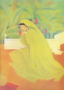 M.A.R.Chughtai (1899-1975), Pakistani,  Hiraman Tota, Wash and Tempera on Paper, 44.5x57.2 cm, National Gallery of Modern Art, New Delhi