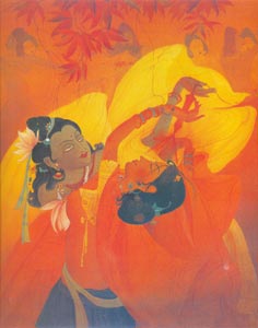 M.A.R.Chughtai 1899-1975),  Pakistani, Holi, Wash and Tempera on Paper, 51.5x55.5 cm, National Gallery of Modern Art, New Delhi