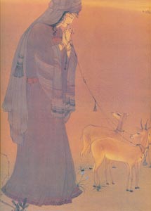 M.A.R.Chughtai (1899-1975),  Pakistani, Laila, Wash and Tempera on Paper, 51.5x55.5 cm, National Gallery of Modern Art, New Delhi