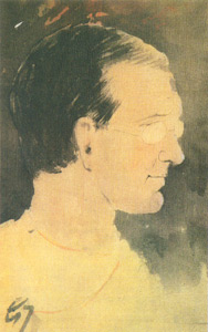 Gaganendranath Tagore - Portrait of William Rothenstein, Water colour, 8.9 x 14.8 cm, National Gallery of Modern Art, New Delhi 