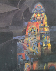 Gaganendranath Tagore - Temple Cubistic, Water colour, 20.2 x 25.5 cm, National Gallery of Modern Art, New Delhi 