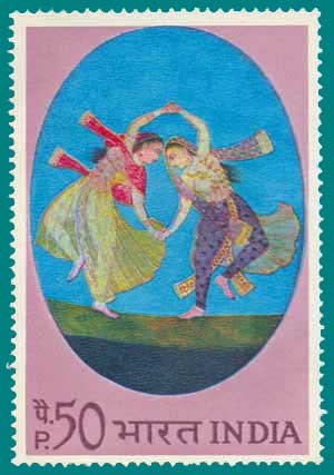 SG # 682 (1973), Miniature Paintings - "Dance Duet" Aurangjeb Period